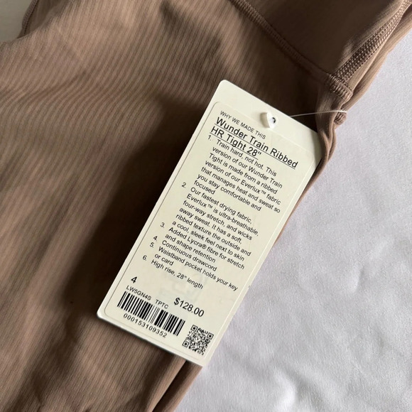 🆕🤎 Lululemon Wunder Train High Rise Ribbed Tight 28” - Taupetastic - Picture 3 of 9